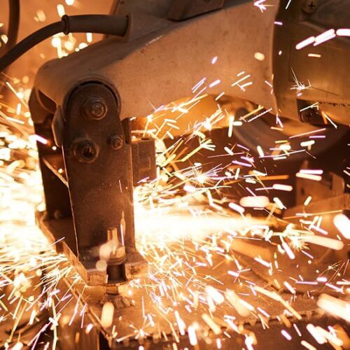 Sparks flying during a metal fabricating process