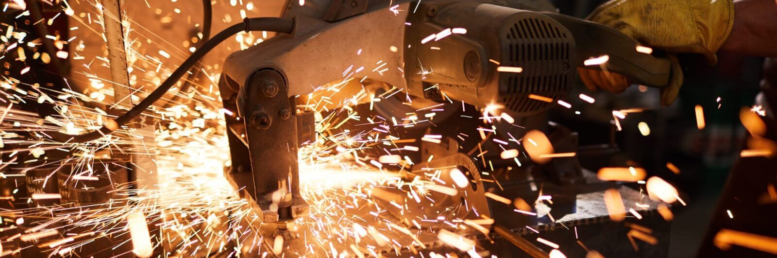 Sparks flying during a metal fabricating process