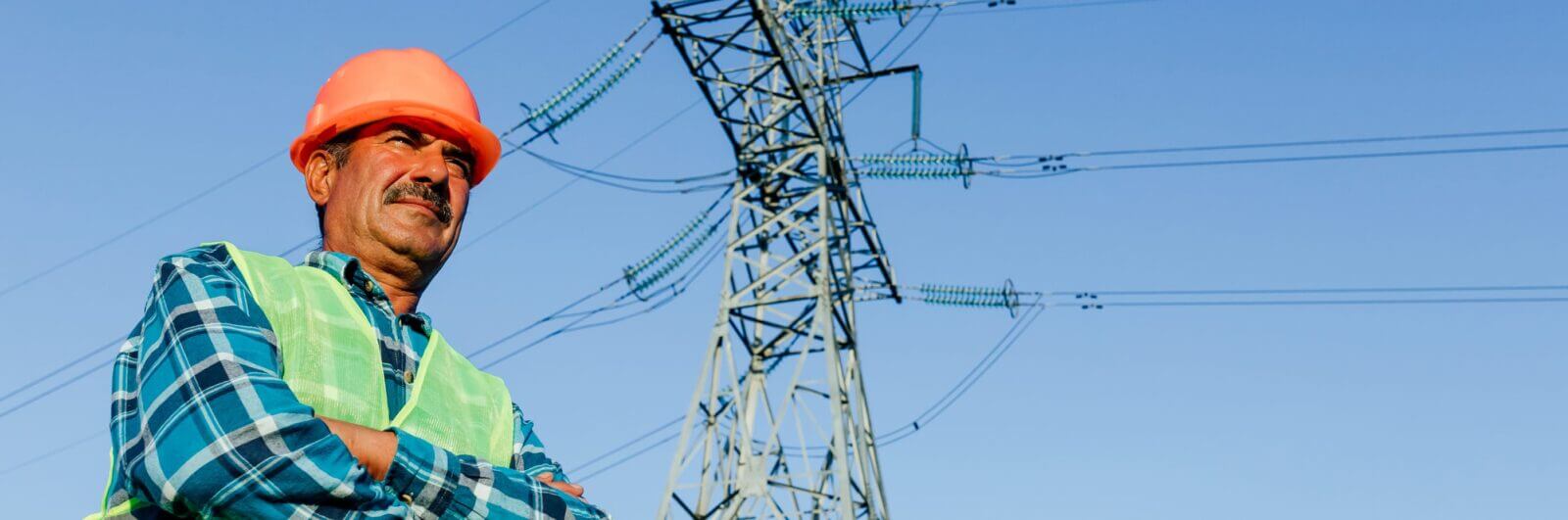 Engineer inspects power lines