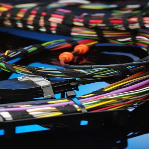 A complex automotive wiring harness