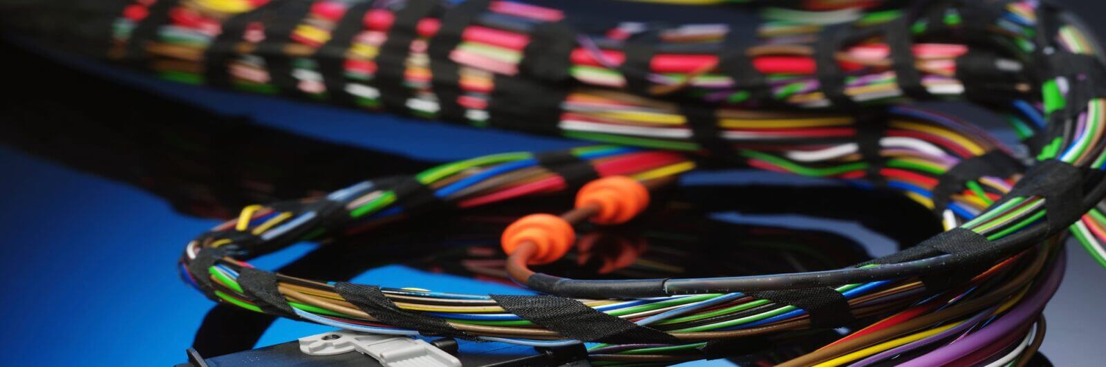 A complex automotive wiring harness